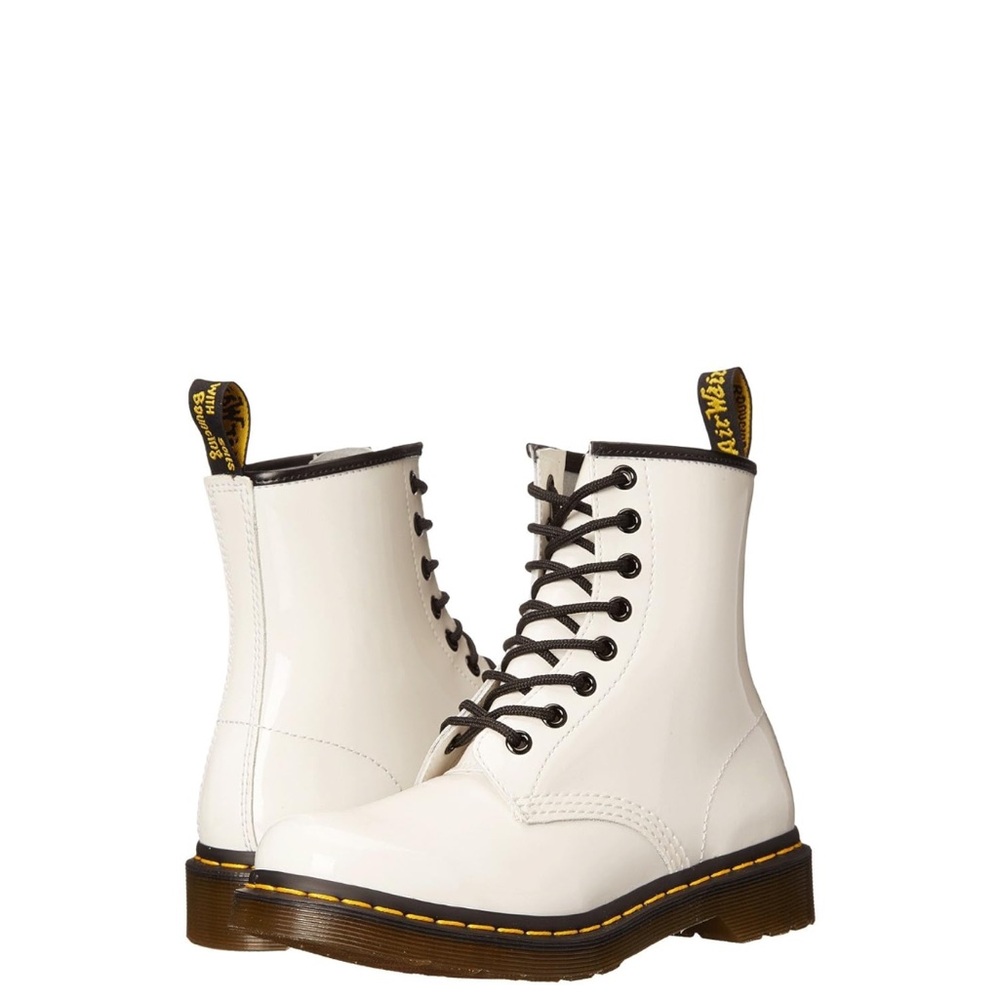 Dr. Martens Glossy White Combat Boots